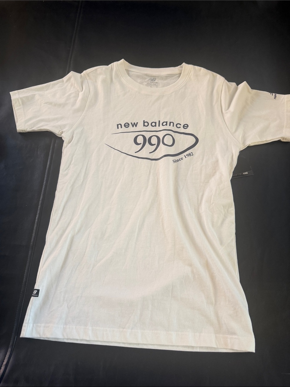 New Balance 990 Graphic Short-Sleeve Tee — White with Black Logo